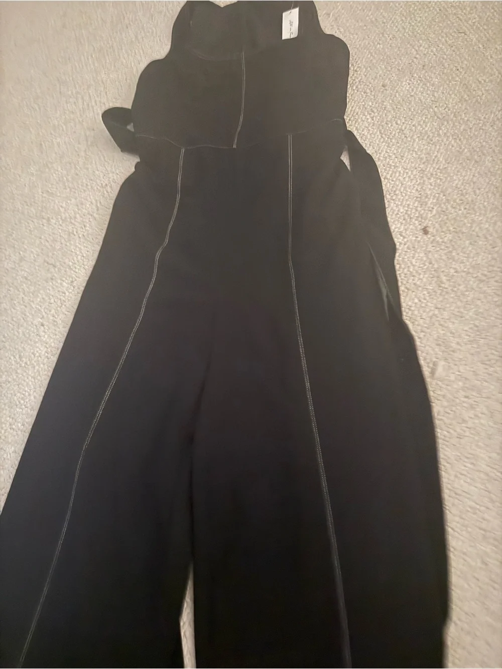 Black Wide-Leg Jumpsuit with Contrast Seams